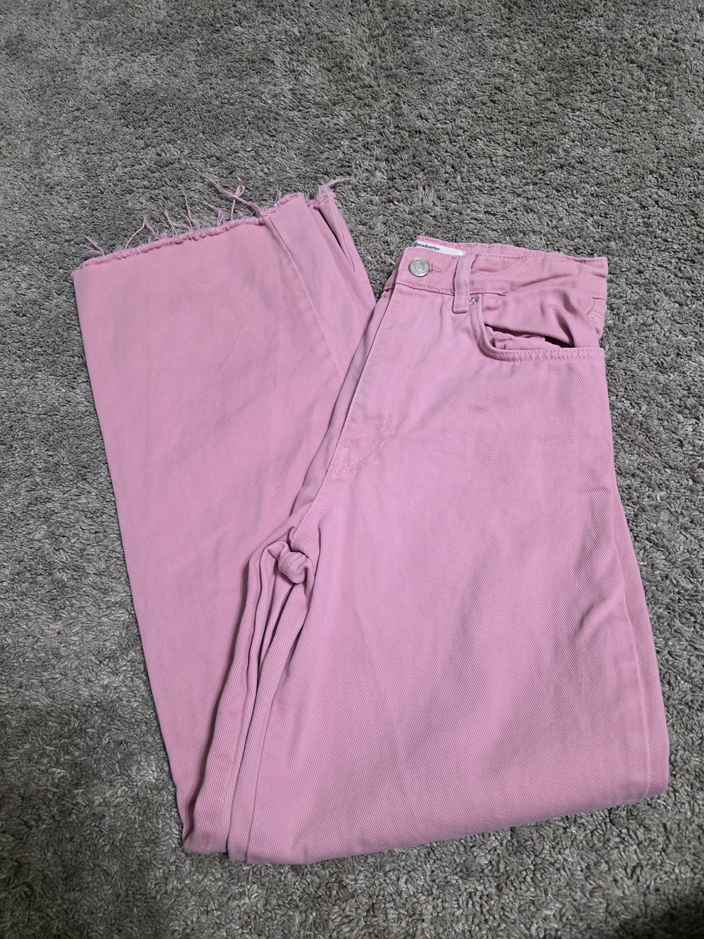 stradivarius Pink High-Rise Wide Leg Jeans